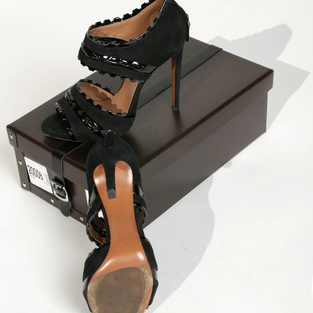 Azzedine Alaia black suede & patent leather heels size 38 - Picture 4 of 13